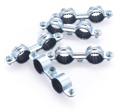 Abrazadera doble isofónica Ø14 | Pack de 5 unidades | Fijación segura y silenciosa para tubos de cobre | Reduce vibraciones y ruidos | Fácil de instalar | Resistente y duradera | QUICK PLOMBERIE