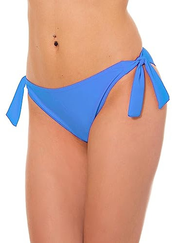 Aquarti Bikinihose Damen mit seitlicher Schnürung – Hüftslip Bikinihosen für Damen in Unifarben, Farbe: Jeansblau, Größe: 42