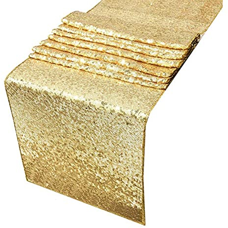 Runner da Tavolo con Paillettes, 30x300cm Tovaglia Glitter Rettangolare Glitterato per Decorazioni per La Tavola di Casa, per Decorazione di Natale della Festa di Compleanno di Nozze(Oro)
