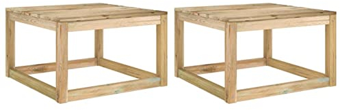 ZEYUAN Mesas de palets de jardín 2 uds, Mesa Jardin Exterior, Mesa Terraza, Mesa Exterior, Mesas Terraza Y Jardín, Mesa Auxiliar Jardin, Pino impregnado 60x60x36,5 cm