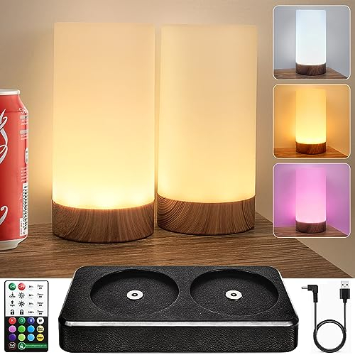 HL LED Nachttischlampe 2er Set Dimmbar Mit Fernbedienung,Tischlampen 12 Farben 4 Modi mit Timing Erinnerung Funktion Wasserdich für Heim Kinderzimmer Esszimmer Hotels Bar Camping ( Zylinder)