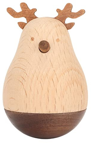 Deer Wobbler, Desk Ornament, Deer Wobbler Cute Exquisite Sturdy Durable Wood Decorative Eye Catching Roly Poly Toy for Kids Home School, Roly Poly Toy Balancing Toy for Kids Home School
