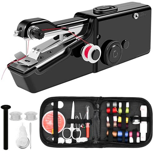 Macchina cucire a mano Macchina Cucire Portatile Mini Macchina Cucire Elettrica Portatile a Cucitura Rapida Facile Usare e Punto Veloce Adatto Per Vestiti, Tessuti, Cutain