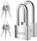 KAWAHA Candado de acero inoxidable de alta seguridad con llave de acero inoxidable para uso en interiores y exteriores (resistente, antioxidante) 41/40L-2PS (40 mm, llave igual L, paquete de 2)