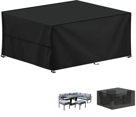 LAMUNI Large Garden Furniture Covers, 210x140x80cm Outdoor Garden Furniture Set Cover, 420D Oxford Patio Table Covers Waterproof Patio Furniture Covers for Outside Chair and Table Rattan Sofa Cover
