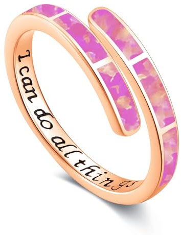 Twoowl Opal Ring 925er Sterlingsilber Roségold Rosa Opal Ring Verstellbare Ringe Opal Schmuck Geschenke für Frauen Mädchen Geburtstag
