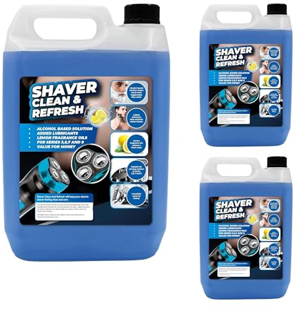 5 Litre Shaver Clean & Refresh Alcohol Based Cleaning Solution With Lemon Oils & Added Lubricants Removes Residual Hair & Skin Particles (1 x 5 Litres)