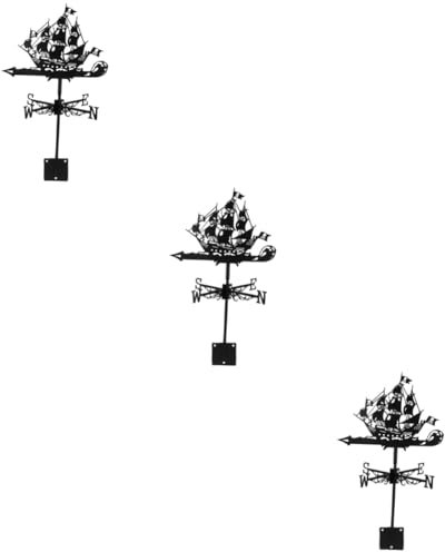 BESPORTBLE 3 Sätze Windfahne Windanzeige meteorologisches Instrument Außendekoration Segelboot Gartendekoration Wetterfahne Boden wetterfahne Metall Windmühle Dekorationen Klinge Rasen Eisen
