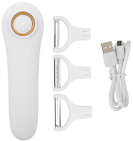 Electric Peeler Handheld USB Rechargeable Fruit Vegetables Peeler with 3 Cutter Heads for Home