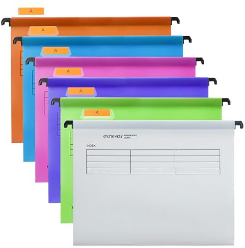 A4 Hängeregister, Hiziwimi 24PC White PP Filing Cabinet A4 Suspension Files Hanging Files Folders with Tabs and Inserts, Filing Cabinet Haning File for Office School Desktop File Storage (White)