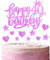 Happy 40th Birthday Cake Toppers - Glitter Heart Stars & Cupcake Toppers for Women's 40th Birthday Cake Decorations