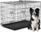 FDW Cage pour chien de grande taille, 106,7 cm, pliable en métal, double porte avec panneau de séparation, niche pour intérieur et extérieur, plateau en plastique étanche, cage pour animaux, noir