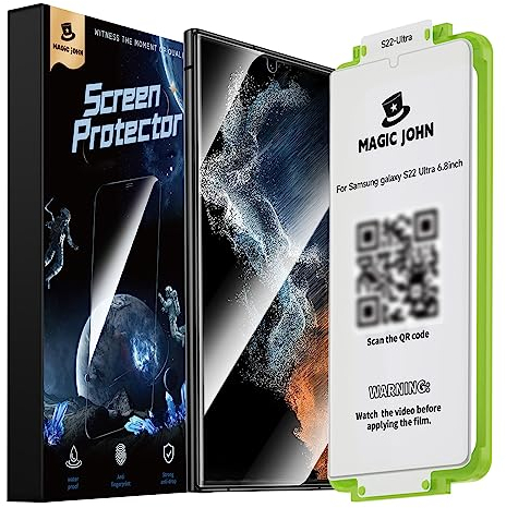 MAGIC JOHN 2 Stück für Samsung Galaxy S22 Ultra für Bildschirmschutz (6,8 Zoll), Auto-Dust-Eliminierung, 7H, HD Klar, Bläschenfrei, Einfache Installation