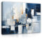 WallArena - Leinwand Bilder Abstrakt - 120x80 cm Leinwandbilder - Bild auf leinwand - Wandbild XXL groß Wandbilder für Wohnzimmer Schlafzimmer Wohnzimmerbilder Modern - Geometrisch Kunst Blau