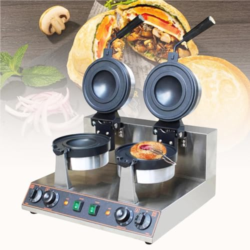 Máquina Eléctrica De Hamburguesas, Máquina Comercial Para Hacer Gofres Para Hamburguesas, Máquina Para Hacer Gofres Eléctrica De Acero Inoxidable De 1300 W, Control De Temperatura De 50-300 ℃,B