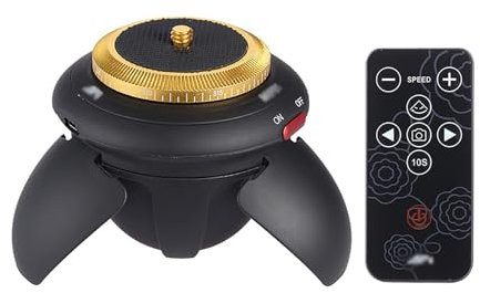 Testa del treppiede, testa panoramica rotante motorizzata automatica di 72mm con telecomando, ripresa panoramica rotante a 360 @; 360; 360; per fotocamere per smartphone,Nero