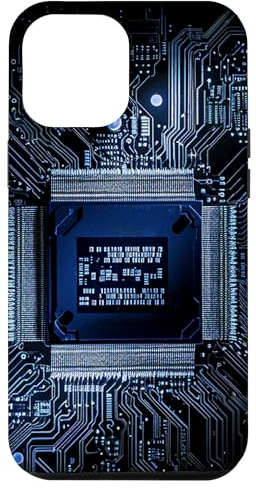 Carcasa para iPhone 13 Pro Max Placa base Microchip Circuit IT Ordenador Fondo Azul