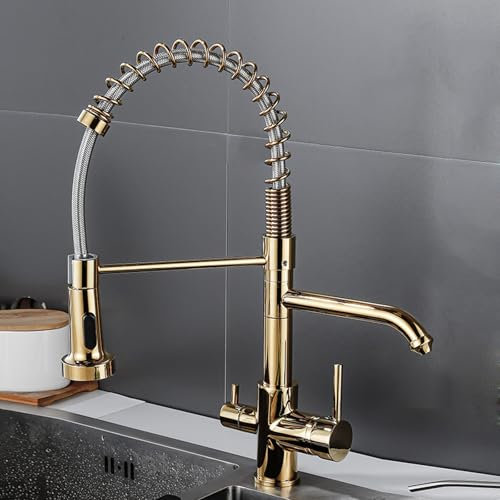 XJTNLB Mitigeur Cuisine 3 Voies avec Douchette Chromé Robinet Osmoseur avec Bec Flexible Rotatif à 360° Mitigeur Evier Cuisine