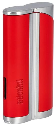 adorini Single Jet Curve Lighter Red/Satin Silver incl. Cigar Punch