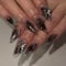 Lot de 24 faux ongles press on nails, longs, en forme d'amande, noirs, ombrés, à coller, brillants, argentés, papillons, strass, faux ongles adhésifs, accessoires d'ongles pour femme