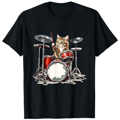Katze Schlagzeug Drumsticks süße Katze und Musik T-Shirt