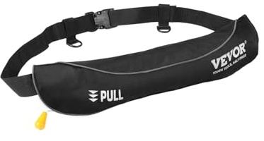VEVOR Manual Inflatable Belt Pack for Adults, 105N Buoyancy, Over 80 Pounds and Up to 59 in Waist Adjustable, Inflatable PFD Waist for SUP Paddelboarding, Kayaking, Black (CO2 Cylinder Not Included)