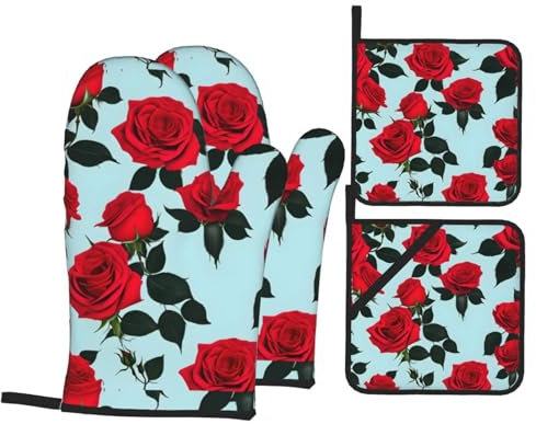 Guanti da cucina Red Rose, guanti da forno e presine, resistenti al calore e a lunga durata