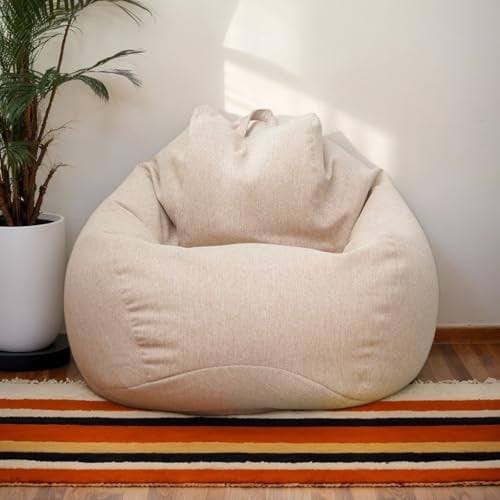 Beanbag Hülle Für Erwachsene Velours Gaming Riesiger Pouf Waschbar Zipper Ohne Füllung Sitzsack Lesesessel Modern Für Schlafzimmer Büro,Khaki,90 * 110cm