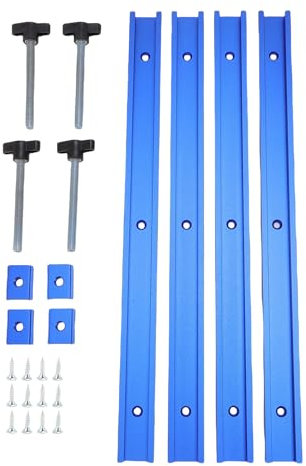 Table Saw Crosscut Sled Kit, T Slot Guide Rail Set with 2 Aluminum T Track, 400mm Sliding Rails, M8 Sliders, Table Saw Sled Set T Tracks Woodworking Kit for Press Plate