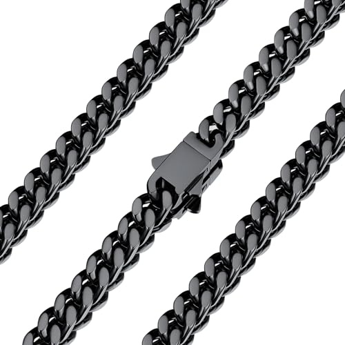U7 Miami Panzerkette aus Edelstahl Breite 5/7 / 9 / 12mm Kubanische Kette Länge 45/50 / 55/60 / 65/71 / 76cm