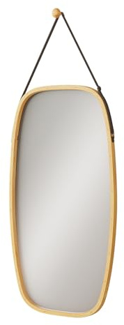 Vicco Miroir Mural Mirno, Bambou, 44x78cm | avec sangle réglable, adapté au montage mural ou à une suspension flexible
