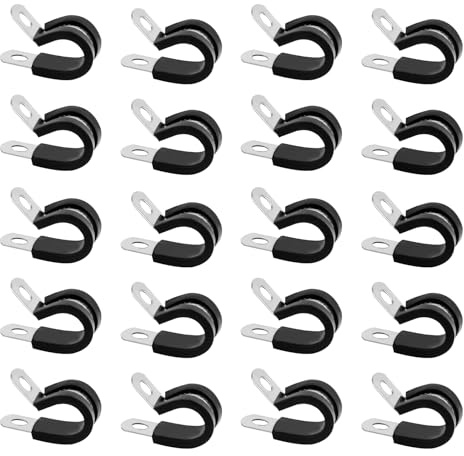 20 Stück Rohrschellen mit Gummieinlage, Schlauchschellen Edelstahl(16mm) | Kabelklemme Gummi P Clips, Metall Schraubrohrschellen Kabelschellen P-Clips Gelenkrohrschellen