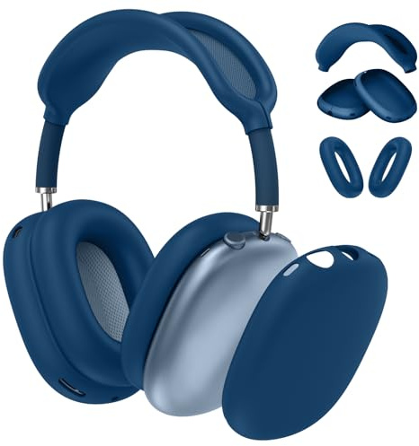 Fintie 3-in-1 Silikonhülle für AirPods Max 2 (2026) & AirPods Max 1 (2020/2024), Kratzfeste Schutzhüllen für Ohrpolster, Ohrmuscheln und Kopfbügel, weiche Schutzhülle, Kopfhörer Zubehör, Blau