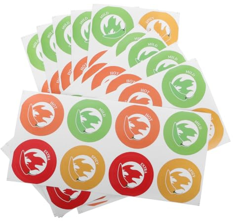 PACKOVE 10pcs Chili Pepper Spice Level Indicator Stickers, Self-Adhesive Hot Sauce Bottle Labels, Food Packaging Warning Decals for Spicy Food and Party Use