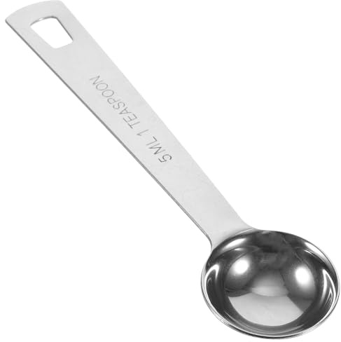 AMUSLESUR 5ml Baking Measuring Spoons Stainless Steel Metal Spoon with Ergonomic Handle Silver Multipurpose Kitchen Seasoning Scoop for Home Use and Making Cake