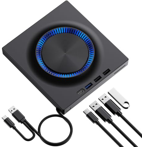 Garsent Unidad BLU Ray Portátil, Grabadora de CD y DVD Externa con USB 3.0 Tipo C, Lector de Tarjetas 7 en 1 para SD TF, Unidad óptica Delgada para Computadora Portátil de Escritorio