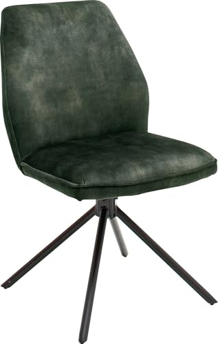 möbelando Ottawa II Esszimmerstuhl in Olive – Drehbarer Polsterstuhl mit Vintage-Veloursoptik, 180° Drehfunktion, bis 120 kg belastbar, Metallgestell, Sitzhöhe 51 cm