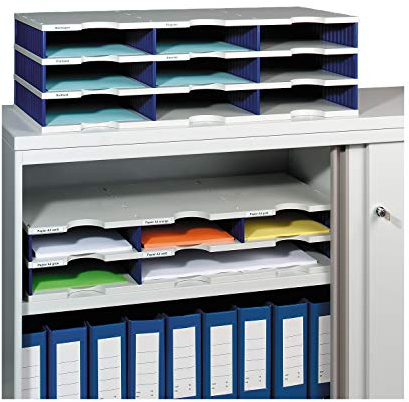 styrodoc Sortierstation trio mit 9 Fächern/268030338 723x331x223mm grau/blau