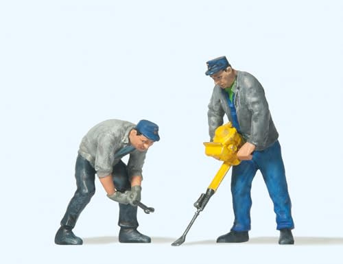 Preiser 1/22,50 TH – pr45019 – Modelleisenbahnen – 2 Arbeiter-Weg + spezielle Werkzeuge