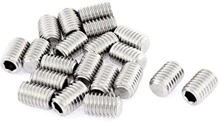 sourcing map 20 Stück M8x12mm Metrisch 304 Edelstahl Innensechskant Set Flachspitz Madenschrauben Silber Ton für Handtuchhalter Türgriff