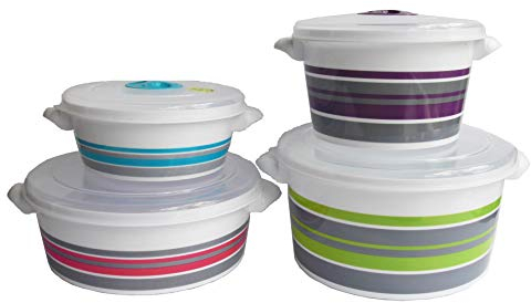 Tredoni Set di 4 Taglie Pentola Microonde con Coperchio Ventilato, Pentola per Cottura a Vapore Riscaldante (Set di 4 Taglie)