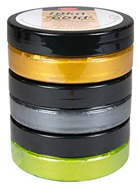 Viva Decor Inka Gold 3er Farbset (Ethno) Metallic Effektfarbe, Metallglanz Polierfarbe, Effekt Farbe Metall, Bastelfarbe, Dekofarbe
