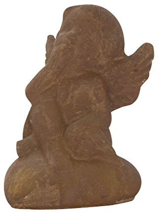 DARO DEKO Stein-Figur Engel auf Herz Rost-Braun