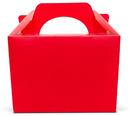 Lotus 15 x Children/Kids Plain Coloured Party Boxes Carry Food Meal Fun Picnic Birthday Wedding Favour/Baby Shower Party Halloween Trick or Treat Box Loot Bag (Red)