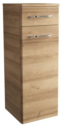FACKELMANN Midischrank Milano/Badschrank mit Soft-Close/Maße (B x H x T): ca. 30,5 x 83 x 32 cm / 1 Tür und 1 Schublade/Türanschlag frei wählbar/Korpus: Braun hell/Front: Braun hell
