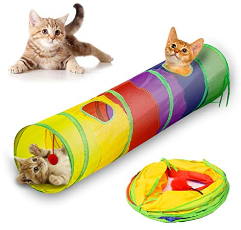 Katzentunnel, Haustier-Tunnel, zusammenklappbares Spielzeug für drinnen und draußen, Verstecken, Laufen, mit lustigem Ball,Cat Play Tunnel, Pet Tunnel,Katzenspielzeug Katze Spielzeug