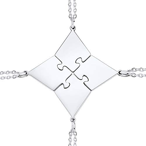 U7 4Stk. Puzzle-Teile Anhänger Halskette Edelstahl Polygon Puzzle Partnerschaftsketten Halsschmuck Modeschmuck für Schwestern Freundinnen Familien