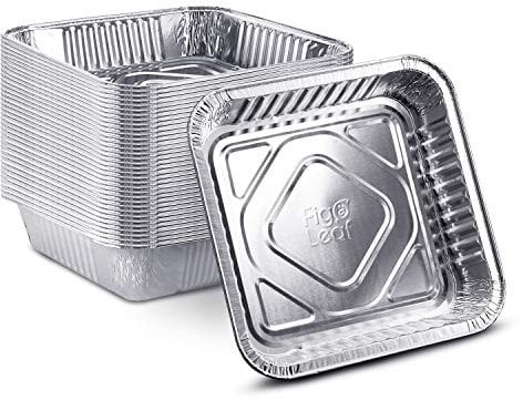[50 Pack - 8” x 8”] Square Baking Cake Pans| Heavy Duty l Disposable Aluminum Foil Tins l Portable Food Containers l Perfect for Roasting Toaster Oven Broiling Cooking