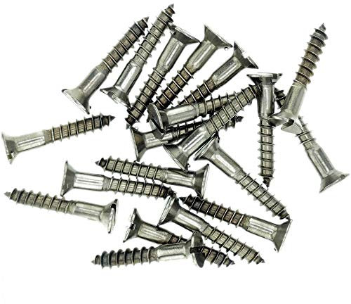 Lot de 20 vis à bois à tête fraisée fendue en acier inoxydable A2 n°4 x 0,4 (3 x 10 mm)