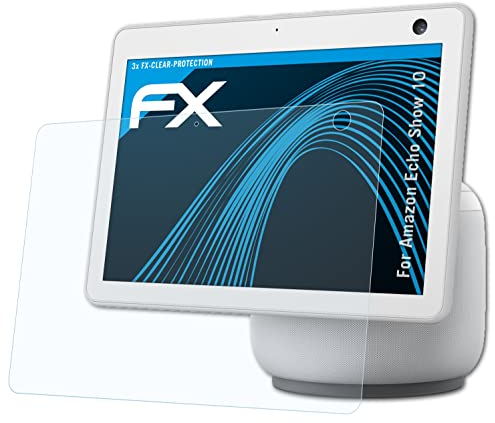 atFoliX Schutzfolie kompatibel mit Amazn Echó Show 10 Folie, ultraklare FX Displayschutzfolie (3X)